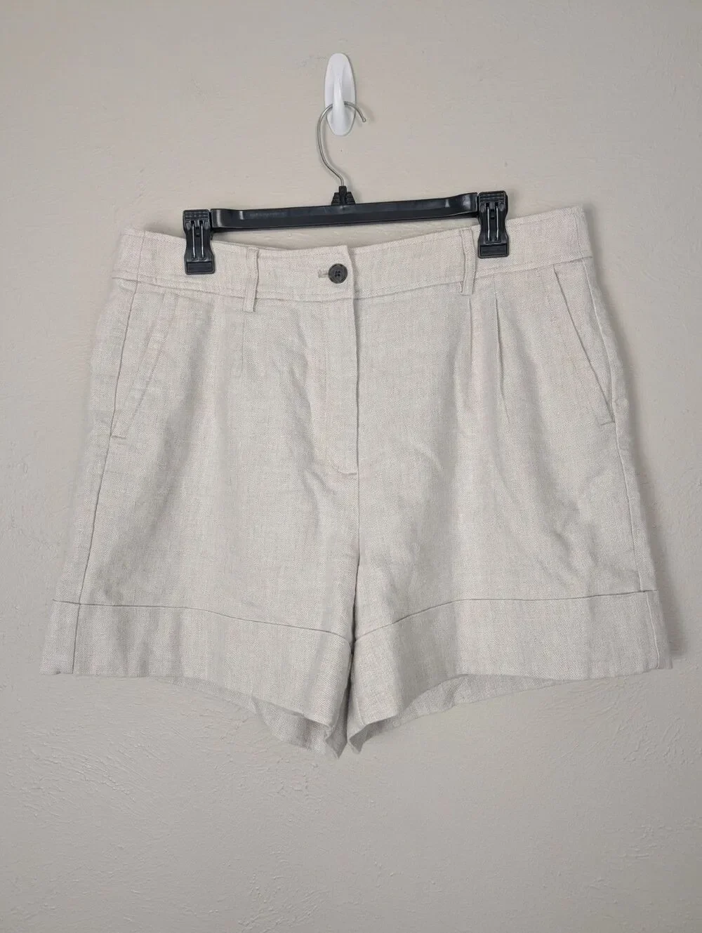 J.Crew Remi High Waist Linen Blend Shorts in Flax Ivory